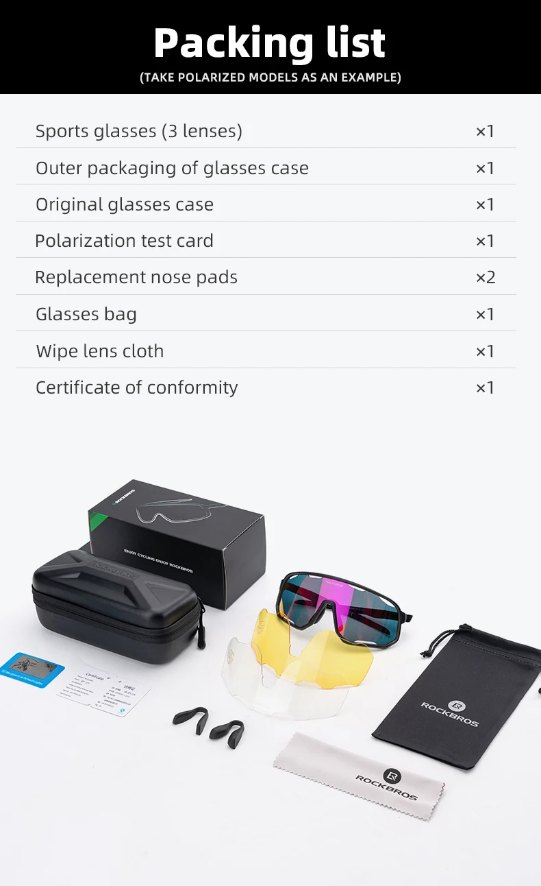 ROCKBROS Cycling Glasses Goggles Polarized/Photochromic Sunglasses Sport Big frame Eyewear UV400 Sun Protection with 2 Lens