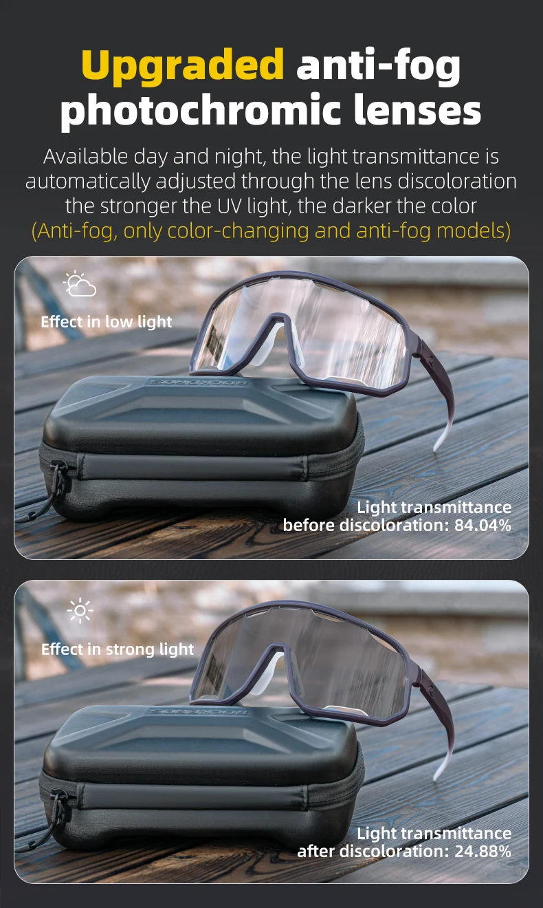 ROCKBROS Cycling Glasses Goggles Polarized/Photochromic Sunglasses Sport Big frame Eyewear UV400 Sun Protection with 2 Lens