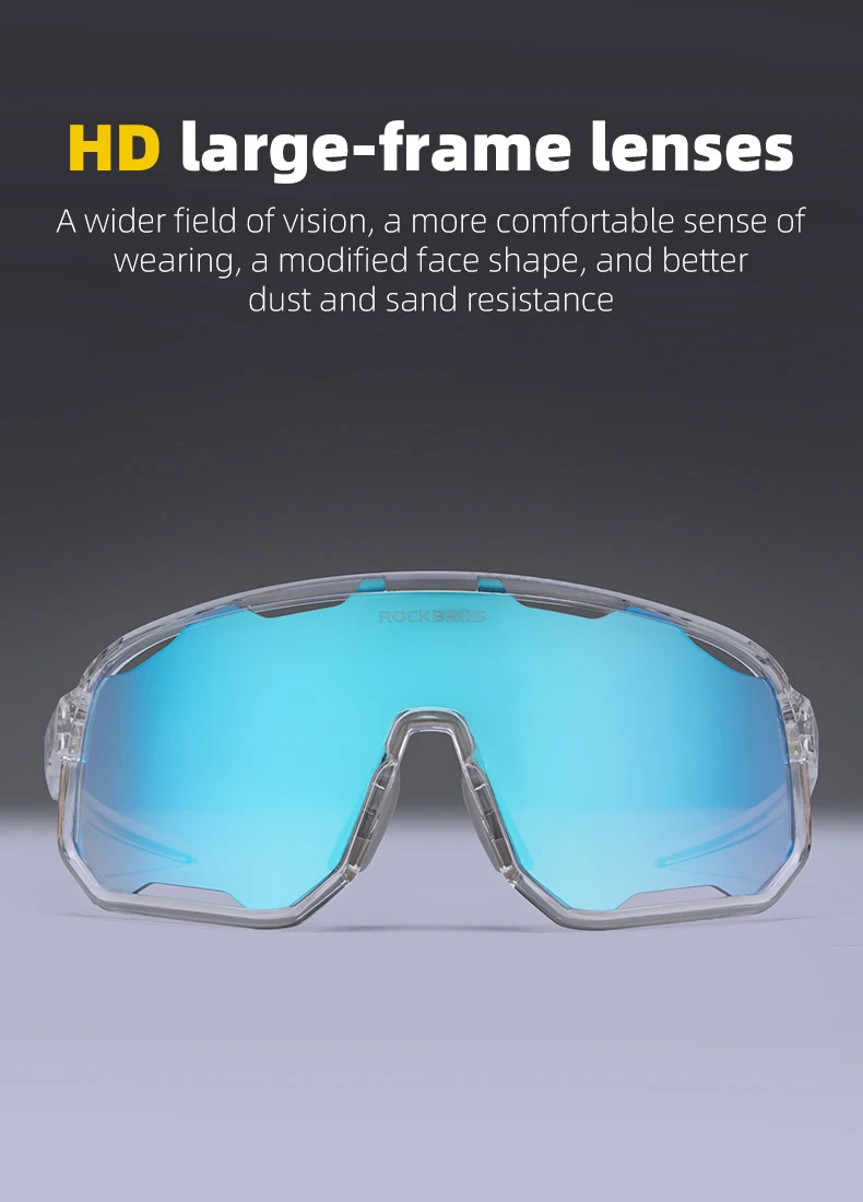 ROCKBROS Cycling Glasses Goggles Polarized/Photochromic Sunglasses Sport Big frame Eyewear UV400 Sun Protection with 2 Lens