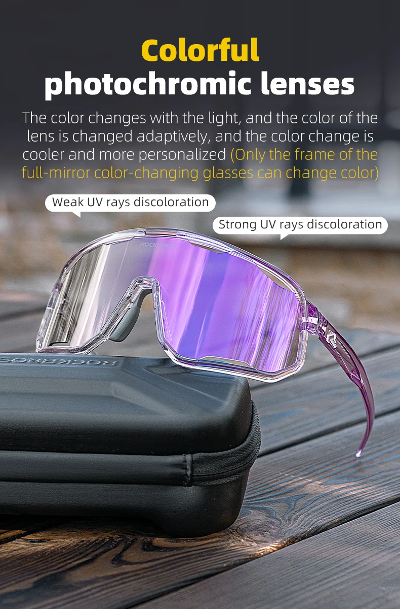 ROCKBROS Cycling Glasses Goggles Polarized/Photochromic Sunglasses Sport Big frame Eyewear UV400 Sun Protection with 2 Lens