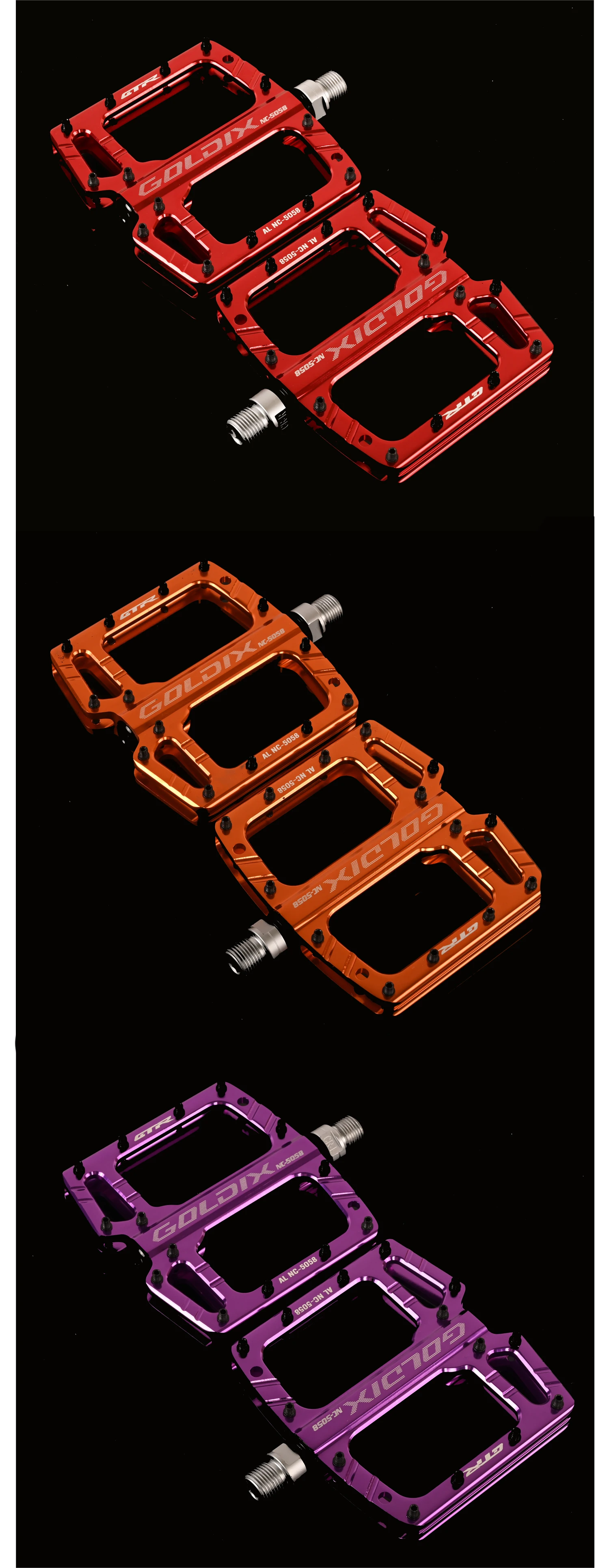 GOLDIX Free Shipping New 3-Bearing Mountain Road Bike Sealed Bearing Pedals High Strength Non-Slip Pedals Bicycle Accessories