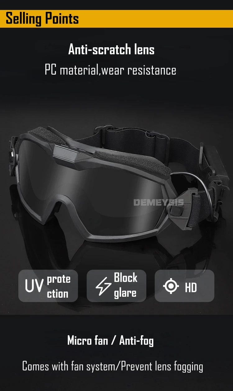 Tactical Full Face Mask Anti-fog Fan Shooting Safety Protective Equipment Hunting Airsoft Paintball Detachable Goggles Masks Set