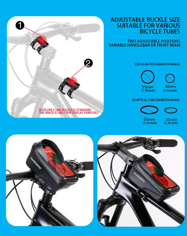 TAKEZERO A2X Large-capacity Road and Mountain Bike Touchscreen Phone Hard-shell Bag, Cycling Storage Quick-release Top Tube Bag