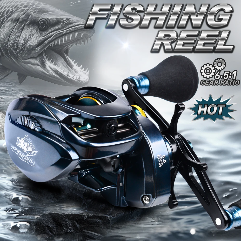 PROBEROS Baitcasting Reel 6.5:1 Gear Ratio 6+1BB 20kg/44lb Drag 243/245g Metal Body Cast Drum Wheel Saltwater Fishing Reel Pesca