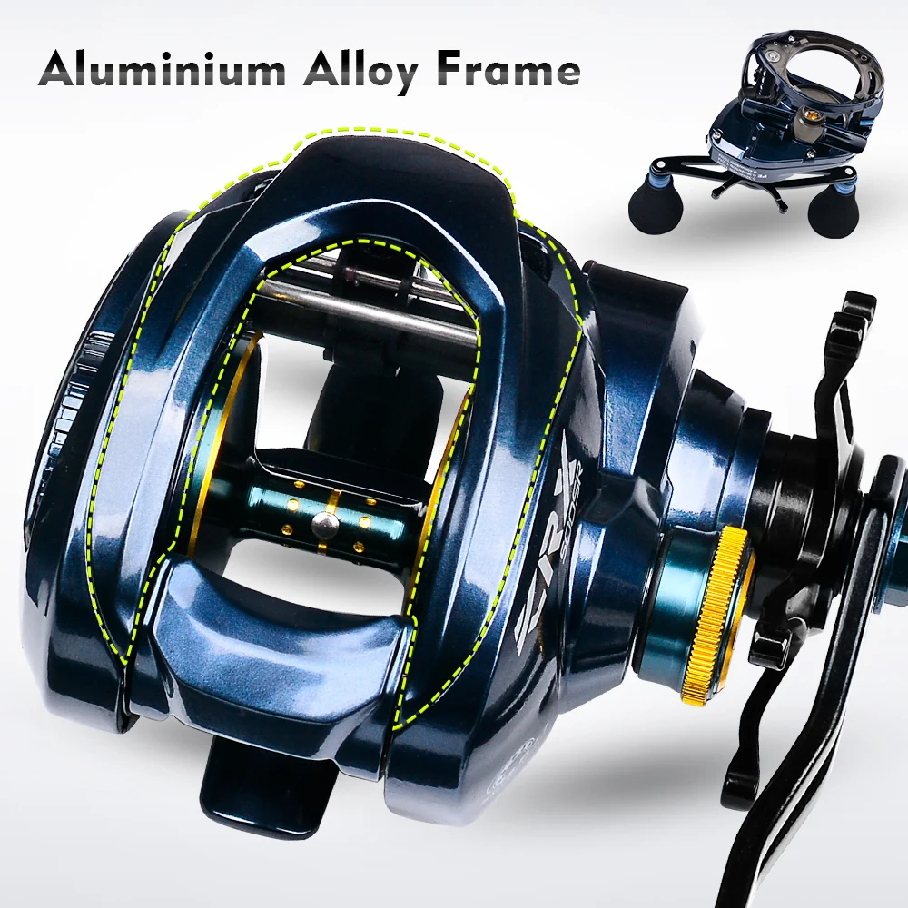 PROBEROS Baitcasting Reel 6.5:1 Gear Ratio 6+1BB 20kg/44lb Drag 243/245g Metal Body Cast Drum Wheel Saltwater Fishing Reel Pesca