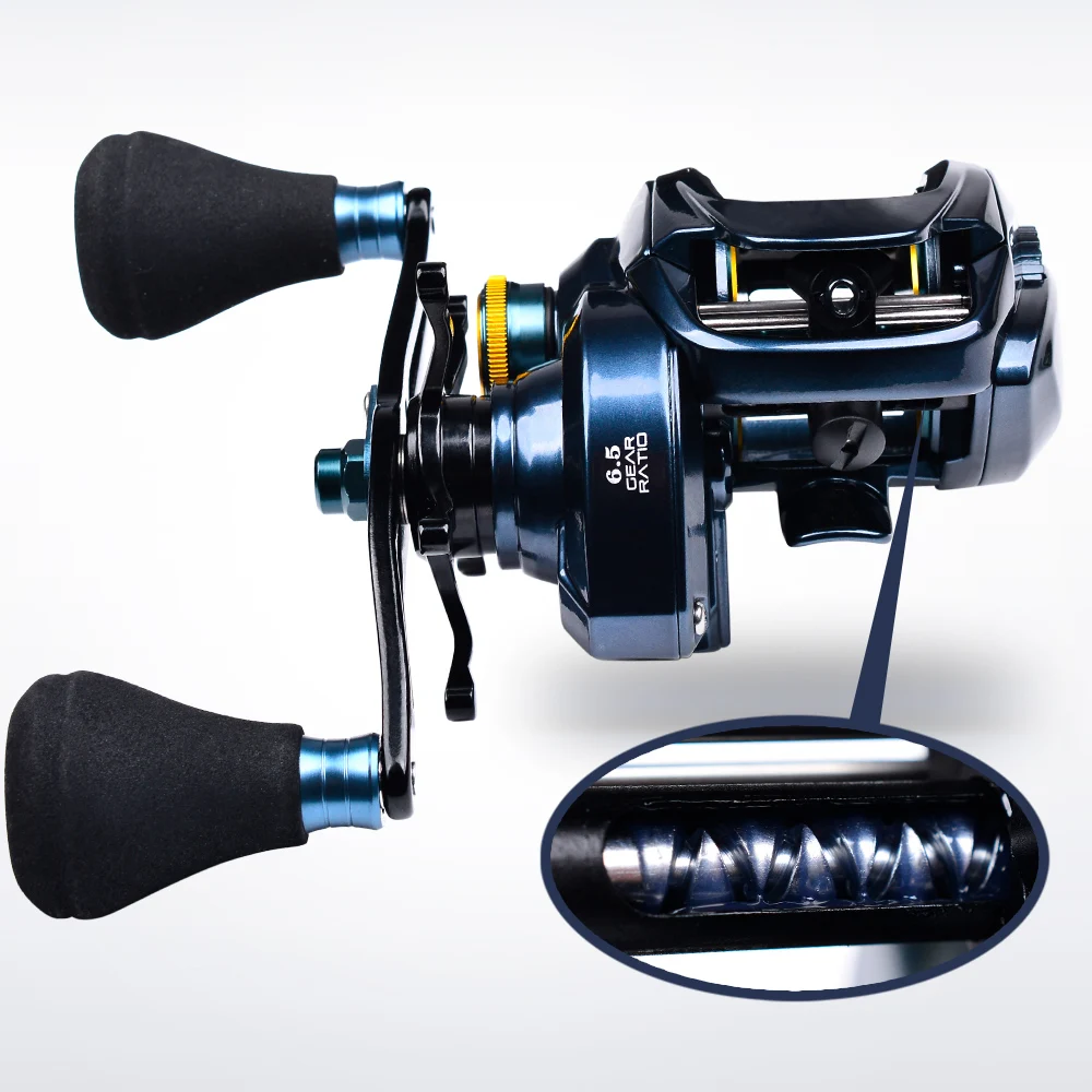 PROBEROS Baitcasting Reel 6.5:1 Gear Ratio 6+1BB 20kg/44lb Drag 243/245g Metal Body Cast Drum Wheel Saltwater Fishing Reel Pesca