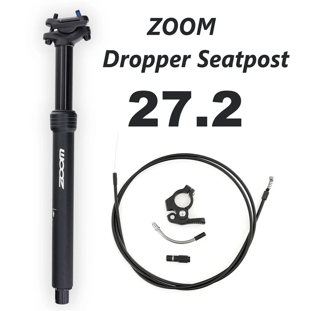 ZOOM Bicycle Dropper Seatpost 27.2-33.9MM Internal Routing 80mm Travel For MTB Gravel/Road Bikes Winter Cycling Accessories