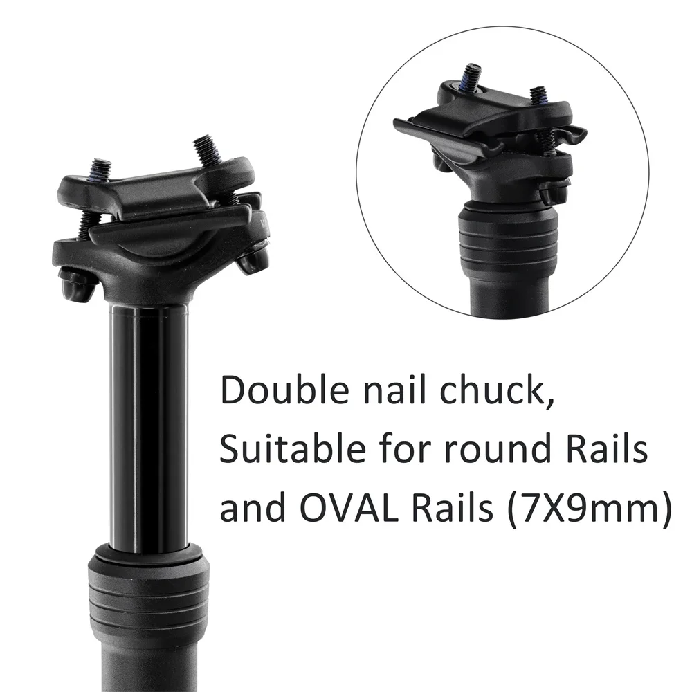 ZOOM Bicycle Dropper Seatpost 27.2-33.9MM Internal Routing 80mm Travel For MTB Gravel/Road Bikes Winter Cycling Accessories