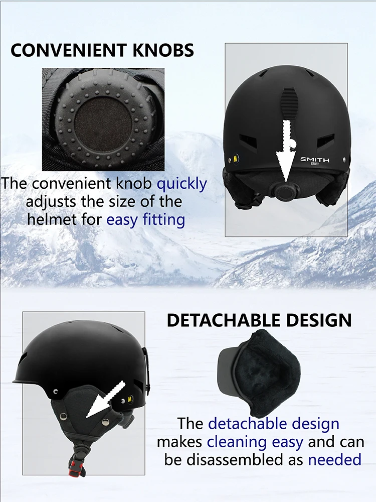 SMITHDRIFT Unisex Ski Helmet Half-covered Skiing Snowboard Winter Sports Helmet Snow Skating Integrally-Molded Helmet Youth