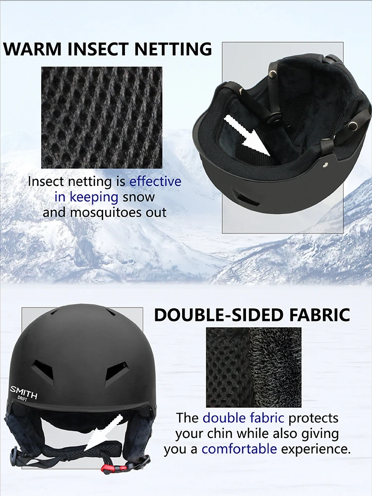 SMITHDRIFT Unisex Ski Helmet Half-covered Skiing Snowboard Winter Sports Helmet Snow Skating Integrally-Molded Helmet Youth