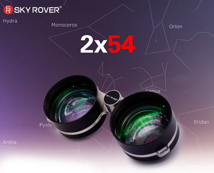 SKY ROVER 2x54 Constellation Binoculars FMC Ultra Wide Angle Opera Glasses for Astronomy Observing Also UHC Filters Sharp Star