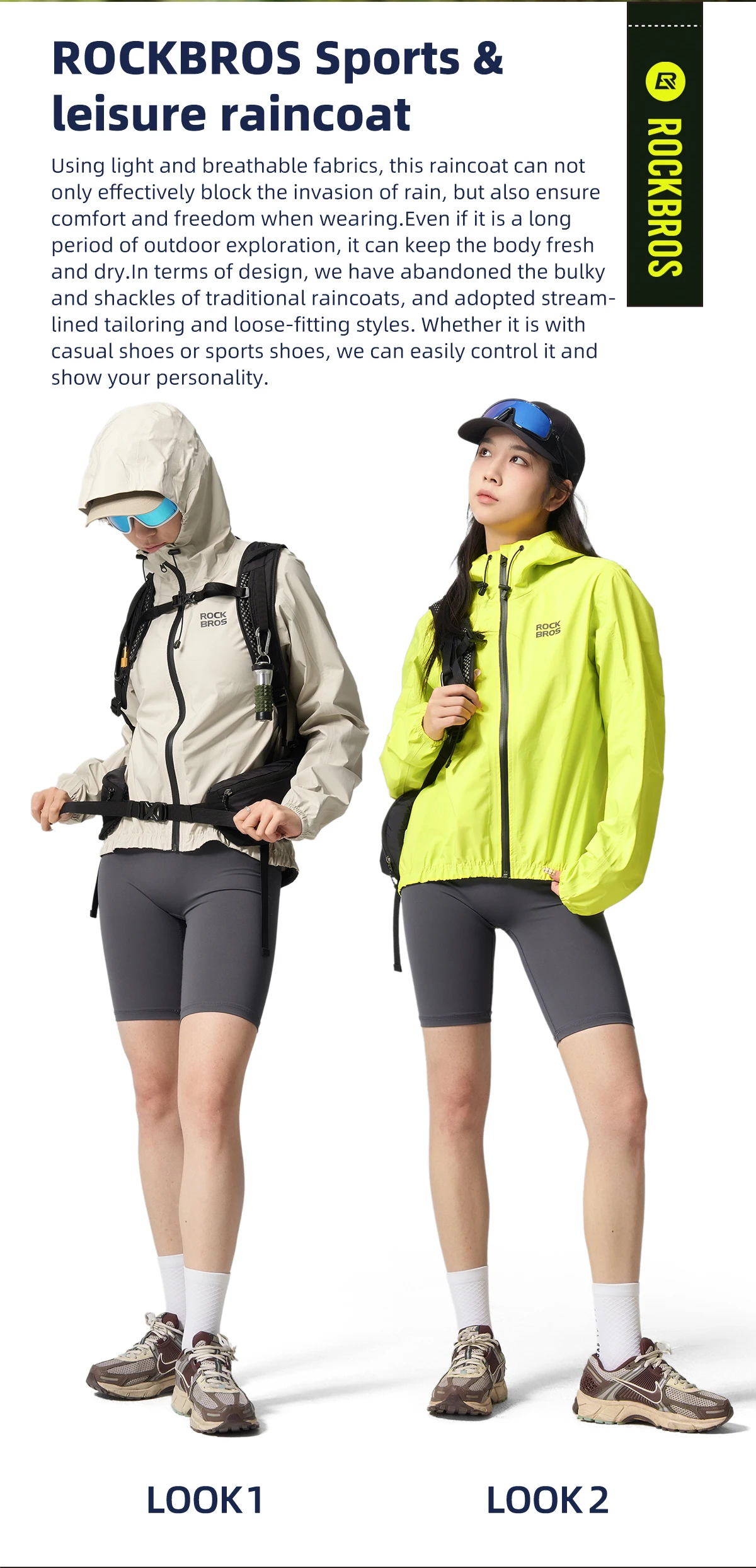ROCKBROS Cycling Raincoat Hooded Jacket Waterproof Breathable Leisure Coat Trekking Men Women Outdoor Sports Clothing Raincoat