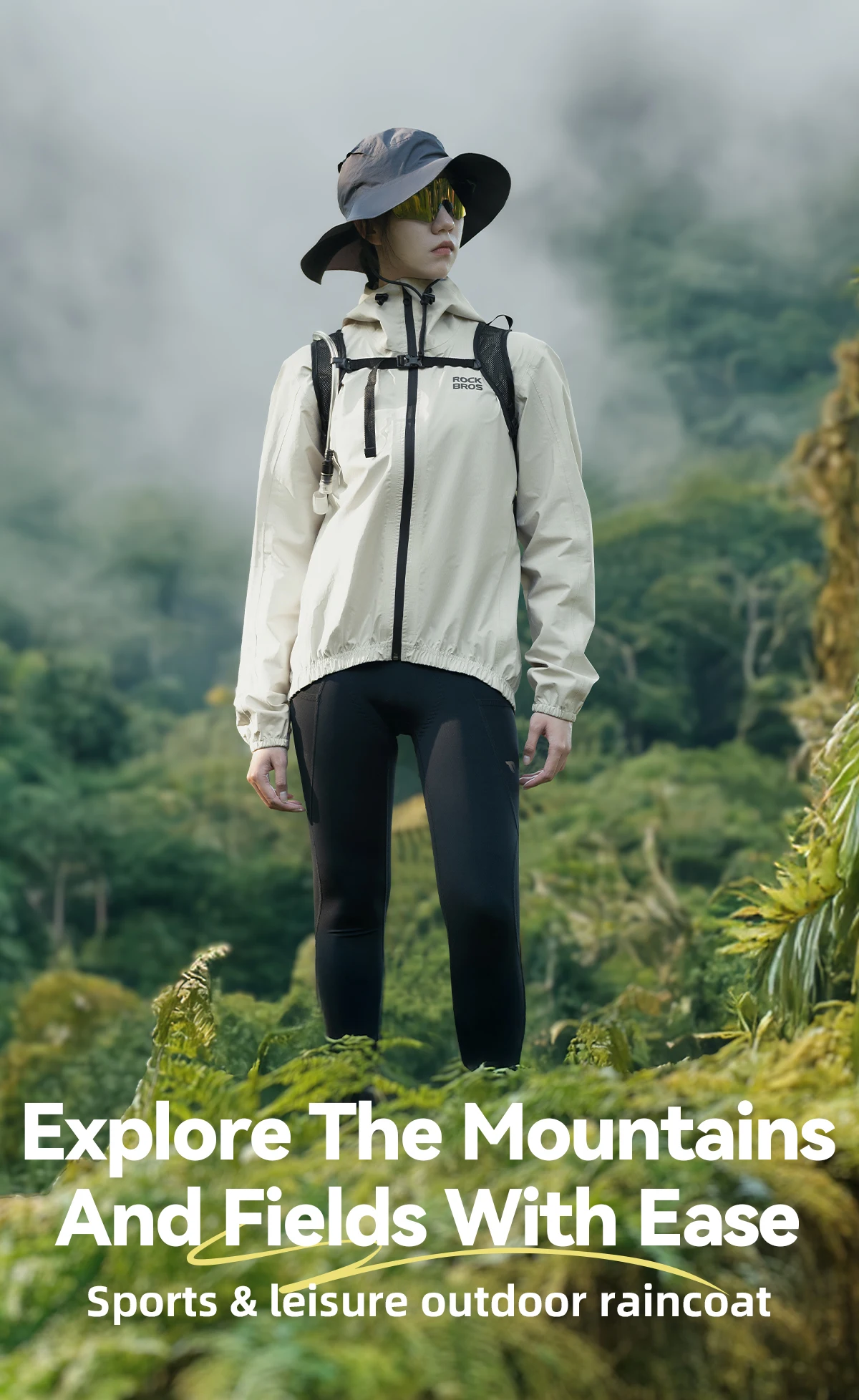 ROCKBROS Cycling Raincoat Hooded Jacket Waterproof Breathable Leisure Coat Trekking Men Women Outdoor Sports Clothing Raincoat