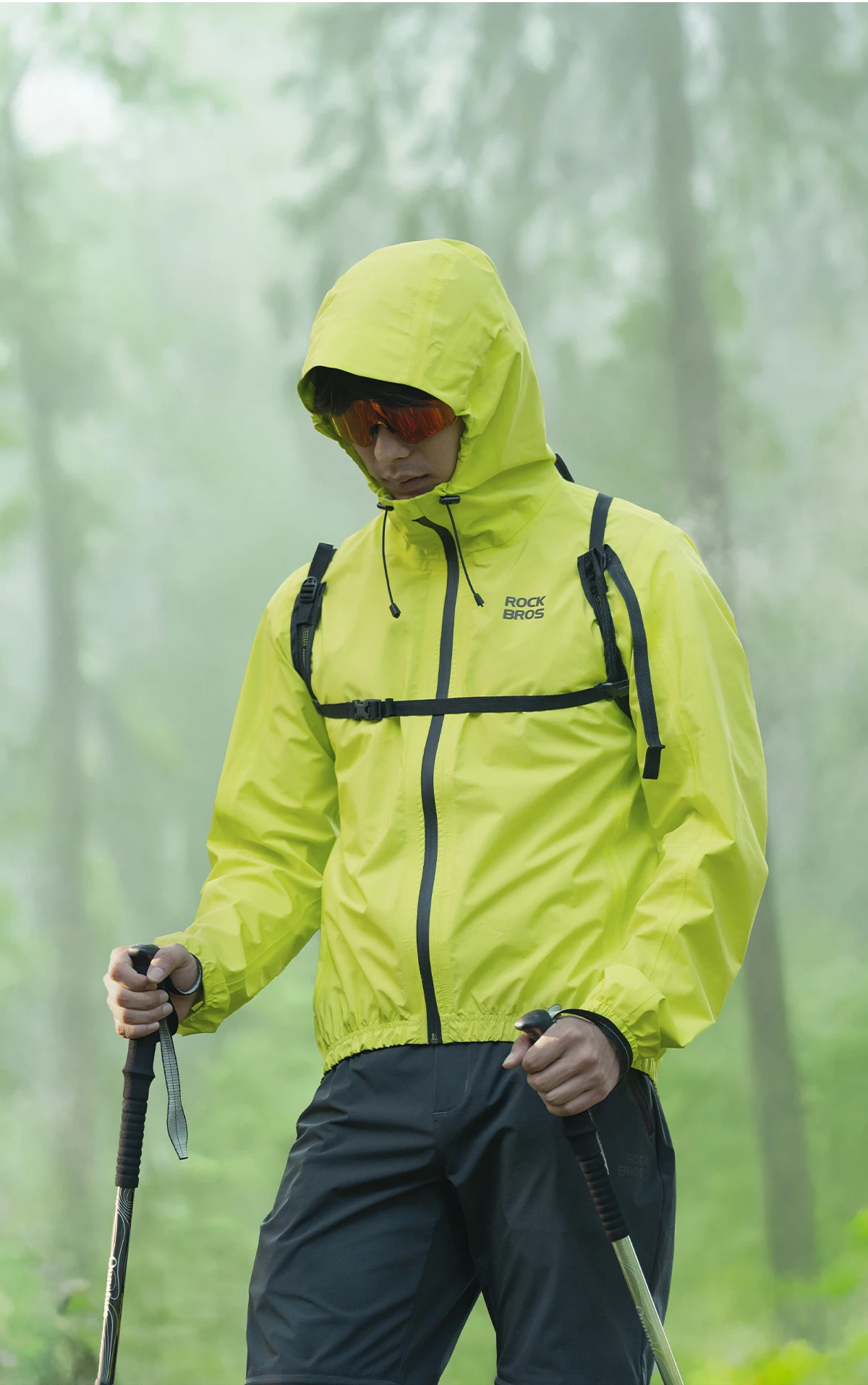 ROCKBROS Cycling Raincoat Hooded Jacket Waterproof Breathable Leisure Coat Trekking Men Women Outdoor Sports Clothing Raincoat