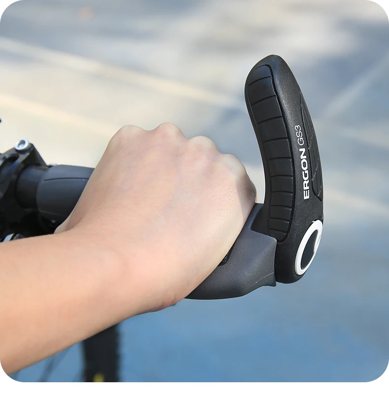 ERGON GS3 Bicycle Handlebar Grip Anti-slip Rubber Grips MTB Cycling Handle Grips Bike Bar End Adjustable Mount Hand Covers 5Nm