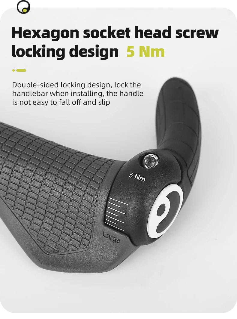 ERGON GS3 Bicycle Handlebar Grip Anti-slip Rubber Grips MTB Cycling Handle Grips Bike Bar End Adjustable Mount Hand Covers 5Nm