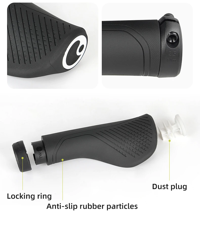 ERGON GS3 Bicycle Handlebar Grip Anti-slip Rubber Grips MTB Cycling Handle Grips Bike Bar End Adjustable Mount Hand Covers 5Nm
