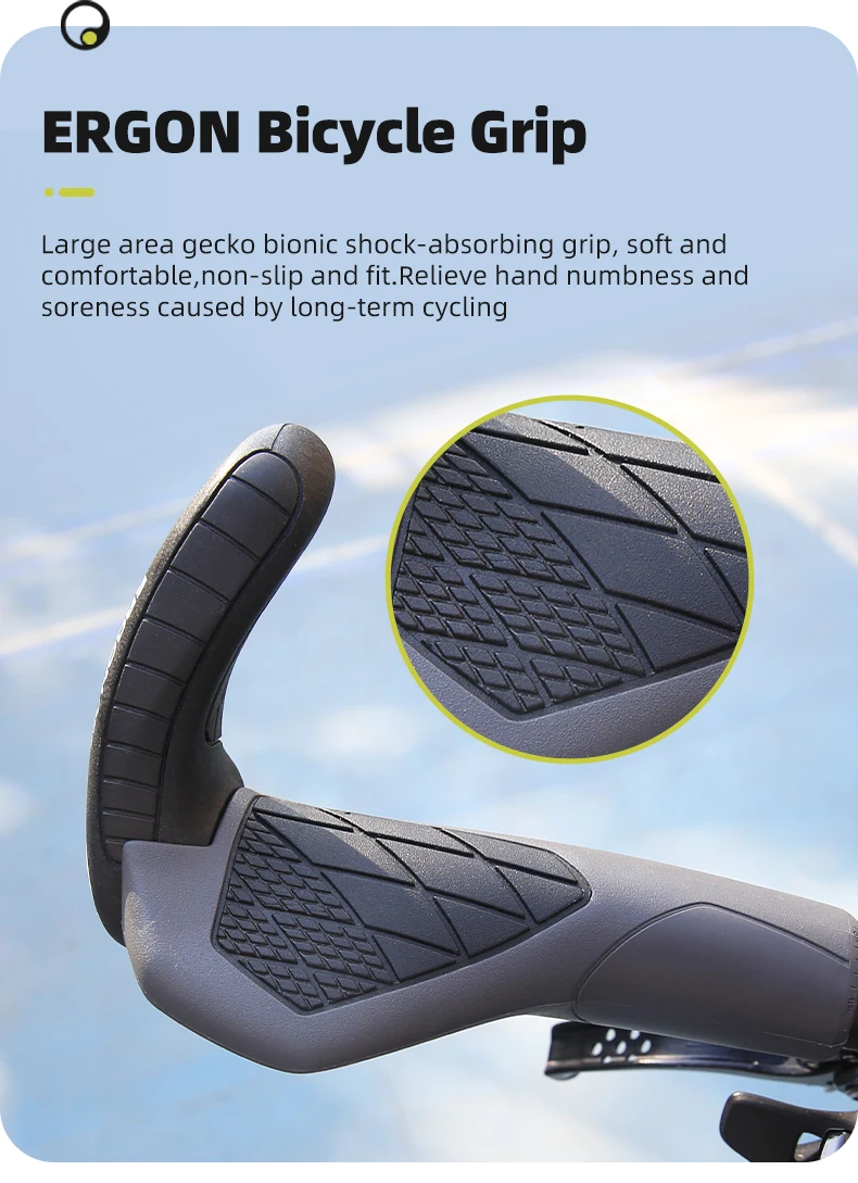 ERGON GS3 Bicycle Handlebar Grip Anti-slip Rubber Grips MTB Cycling Handle Grips Bike Bar End Adjustable Mount Hand Covers 5Nm