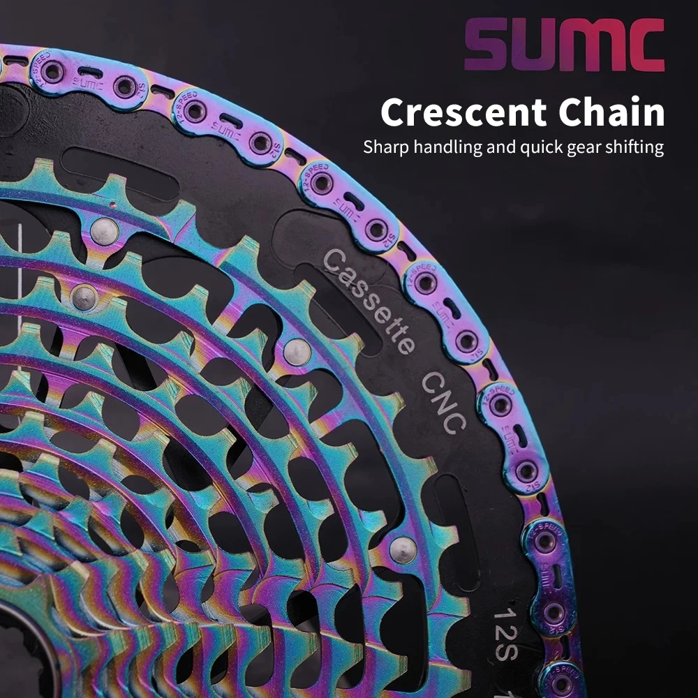 sumc 12 speed bike chain crescent chain road bike mountain bike chain 126 links ultra light bike chain for Shimano