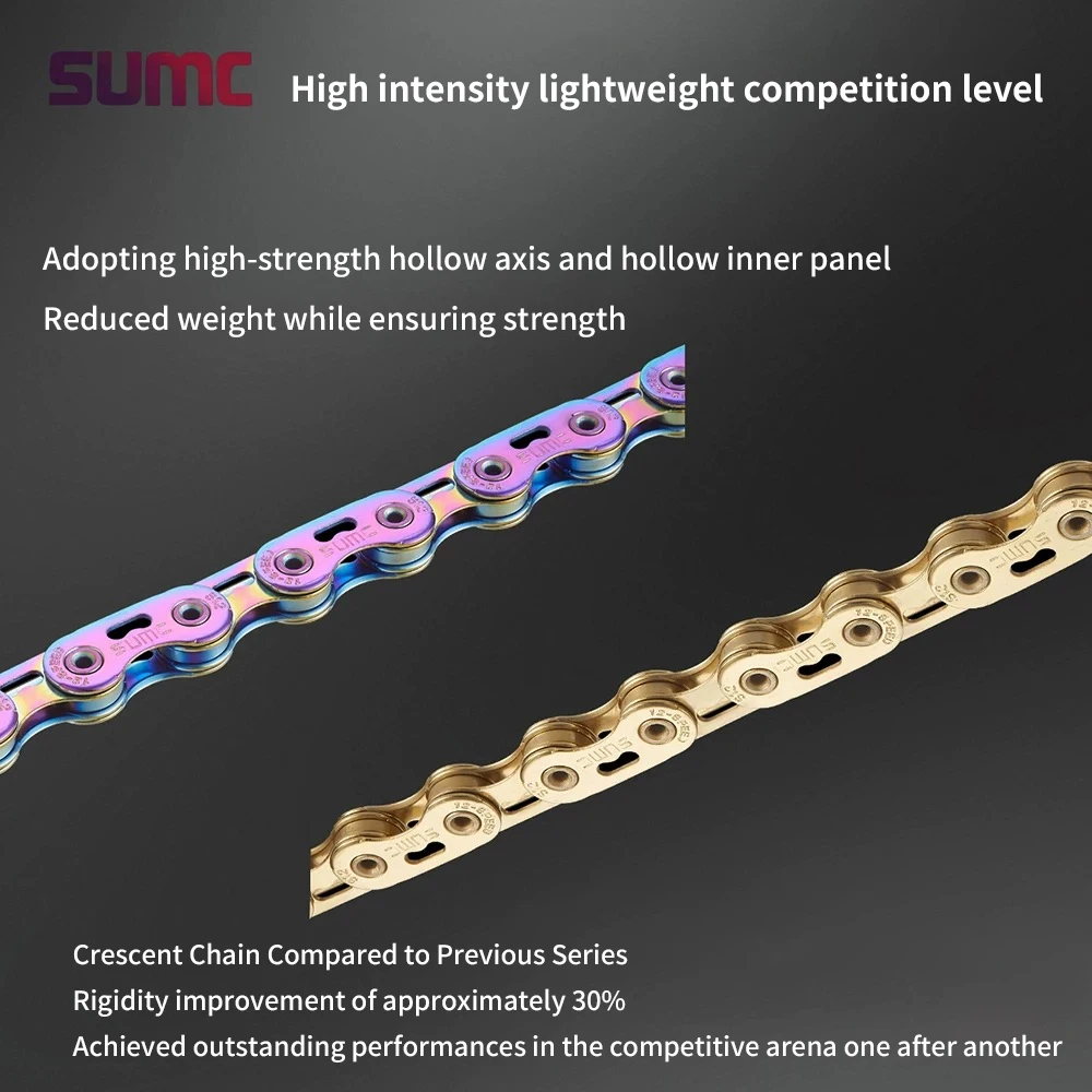 sumc 12 speed bike chain crescent chain road bike mountain bike chain 126 links ultra light bike chain for Shimano