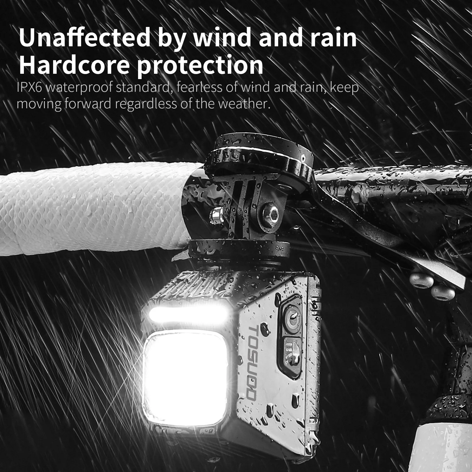 TOSUOD Bicycle Headlight 2000 Lumens 3200mAh Power Type-C Charging Bike LED Flashlight Waterproof 6 Modes Cycling Headlight