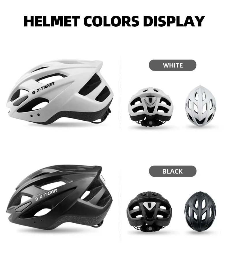 X-TIGER Cycling Helmet LED Tail Light Breathable One-piece Mountain Road Sports Bicycle Helmet Rechargeable with Brim Design