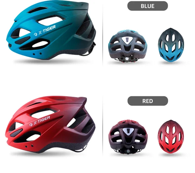X-TIGER Cycling Helmet LED Tail Light Breathable One-piece Mountain Road Sports Bicycle Helmet Rechargeable with Brim Design