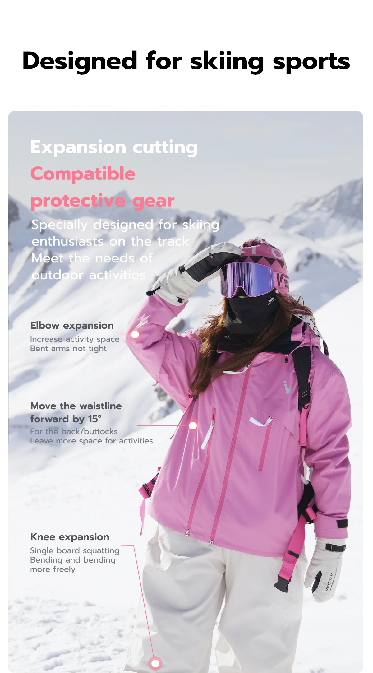 VECTOR Men Women 3L Cotton Ski Jacket Ski Pants Winter Warm Windproof Waterproof Outdoor Sports Snowboard Ski Coat Trousers