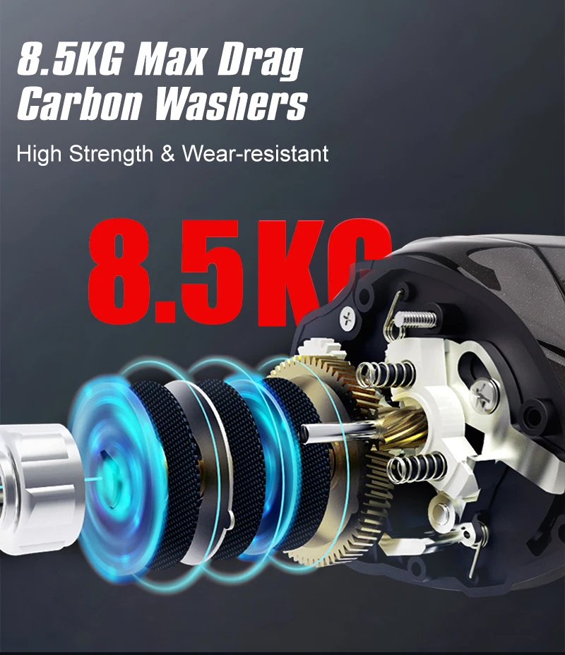 Seasir Dcast Dc Fishing Reel Digital Control Long Cast 7.3:1 7+1BB Max Drag 8.5kg Fresh Saltwater Reel Baitcasting Fishing Coil