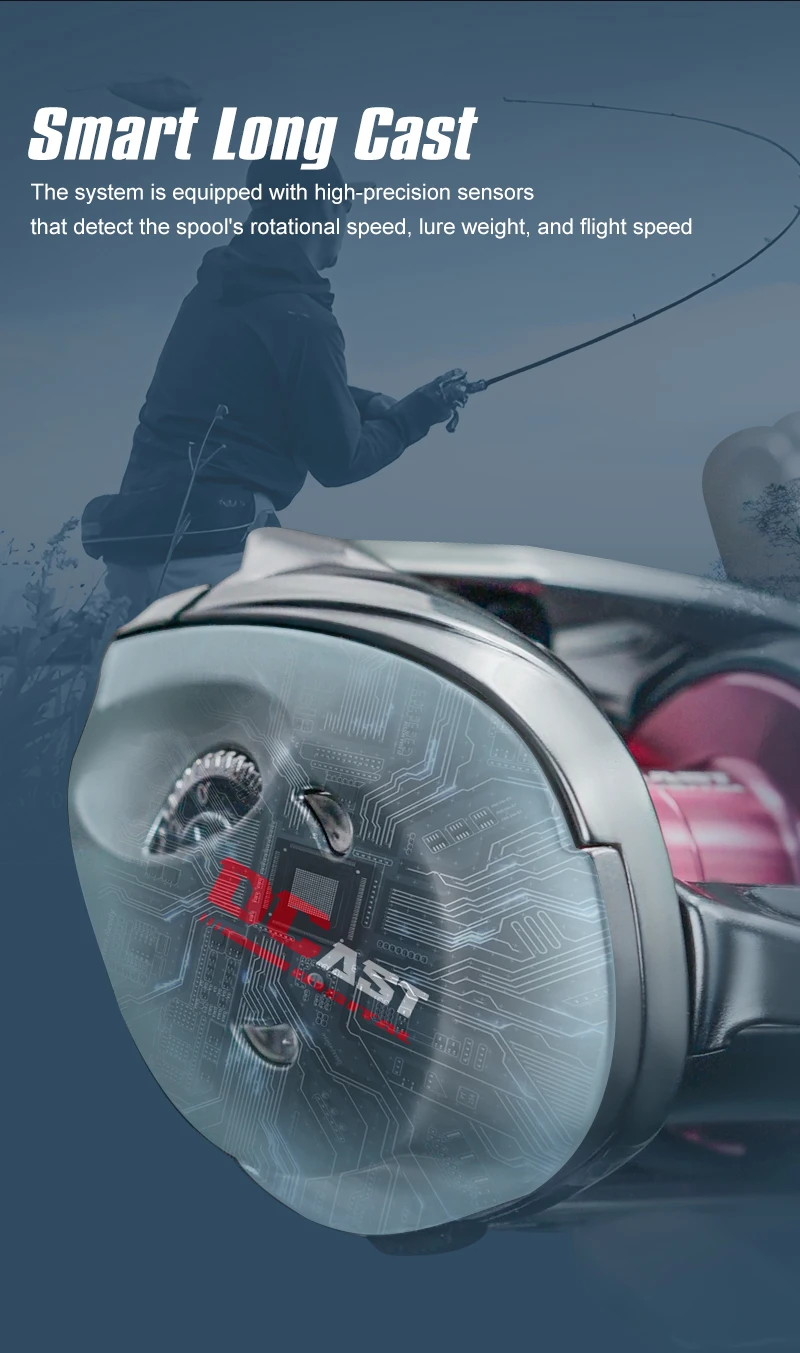 Seasir Dcast Dc Fishing Reel Digital Control Long Cast 7.3:1 7+1BB Max Drag 8.5kg Fresh Saltwater Reel Baitcasting Fishing Coil