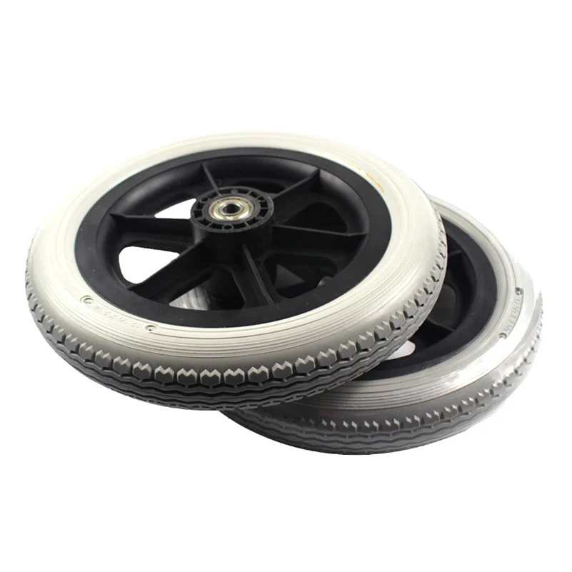 12 Inch PU Wheel Professional Wheelchair Rear Caster Replacement Part Tool 12 1/2x2 1/4 Solid Non Pneumatic Tire Wheel