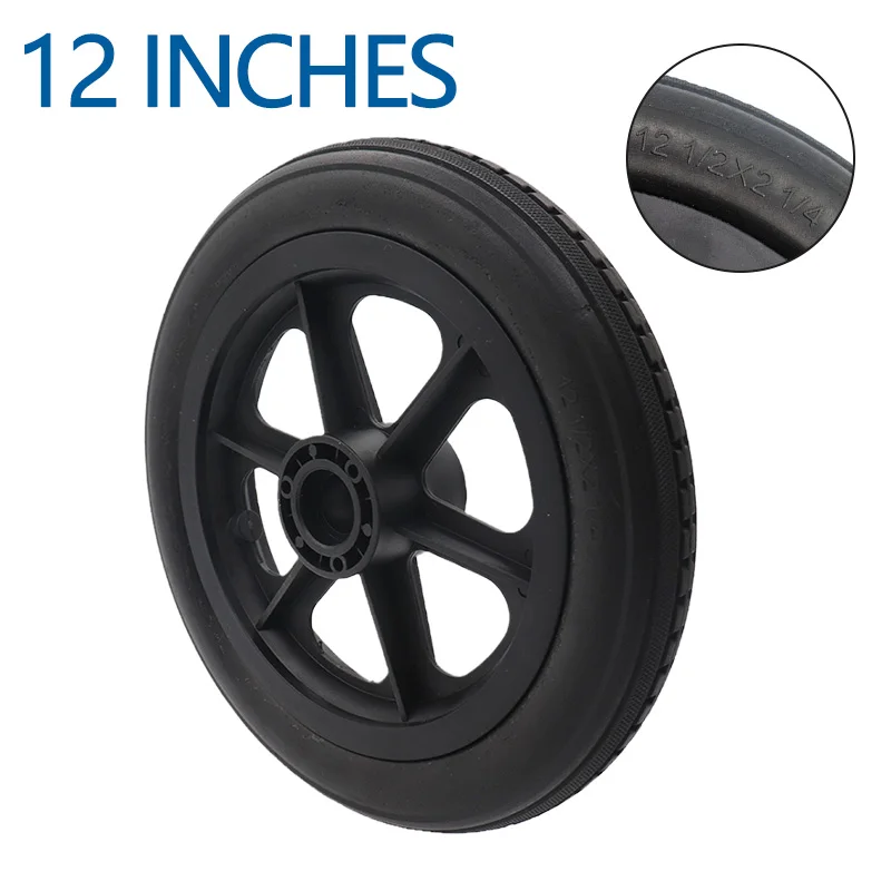 12 Inch PU Wheel Professional Wheelchair Rear Caster Replacement Part Tool 12 1/2x2 1/4 Solid Non Pneumatic Tire Wheel