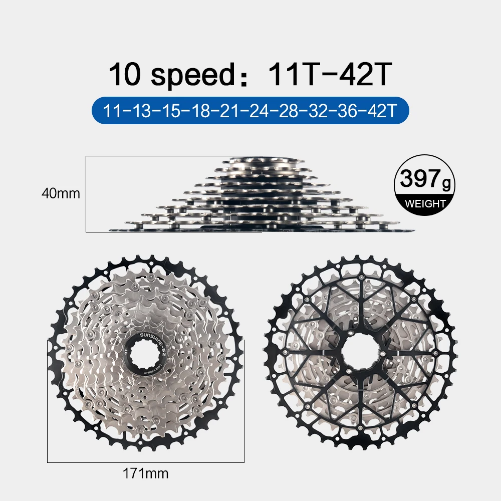Sunshine 9/10/11/12S 11T-40/42/44/45/46/48/50/52T Hollow Ultralight Mountain Bike Cassette for M4100/5100/6100 HG MTB Flywheel