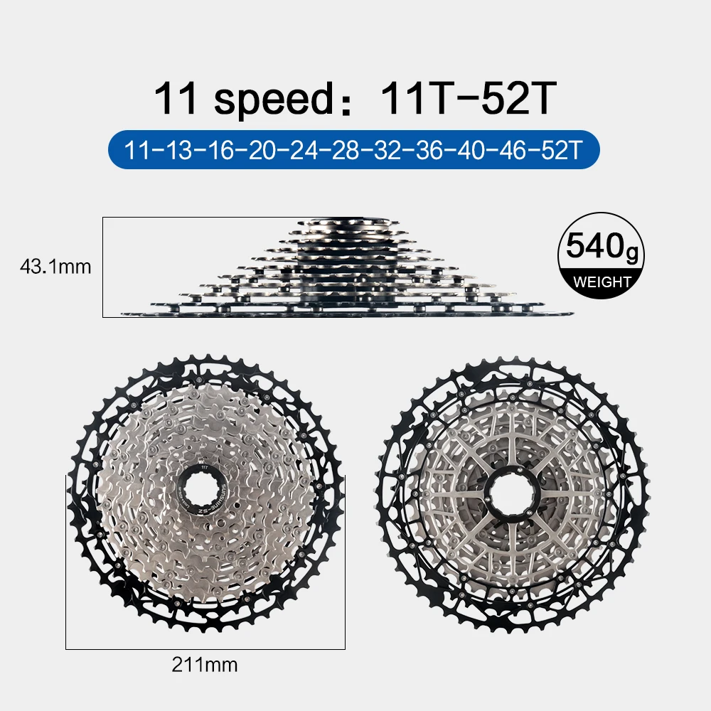 Sunshine 9/10/11/12S 11T-40/42/44/45/46/48/50/52T Hollow Ultralight Mountain Bike Cassette for M4100/5100/6100 HG MTB Flywheel