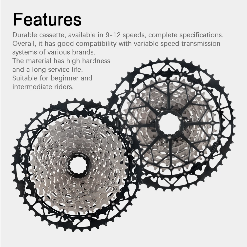 Sunshine 9/10/11/12S 11T-40/42/44/45/46/48/50/52T Hollow Ultralight Mountain Bike Cassette for M4100/5100/6100 HG MTB Flywheel