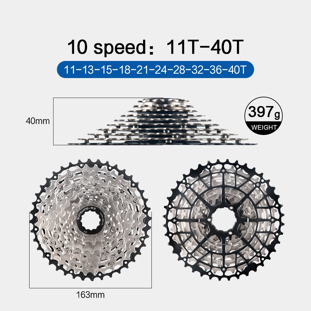 Sunshine 9/10/11/12S 11T-40/42/44/45/46/48/50/52T Hollow Ultralight Mountain Bike Cassette for M4100/5100/6100 HG MTB Flywheel