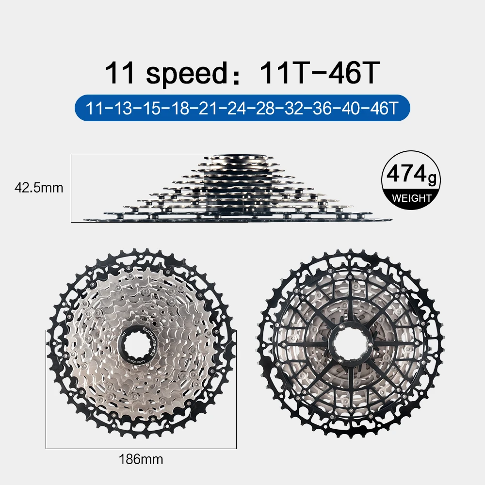 Sunshine 9/10/11/12S 11T-40/42/44/45/46/48/50/52T Hollow Ultralight Mountain Bike Cassette for M4100/5100/6100 HG MTB Flywheel