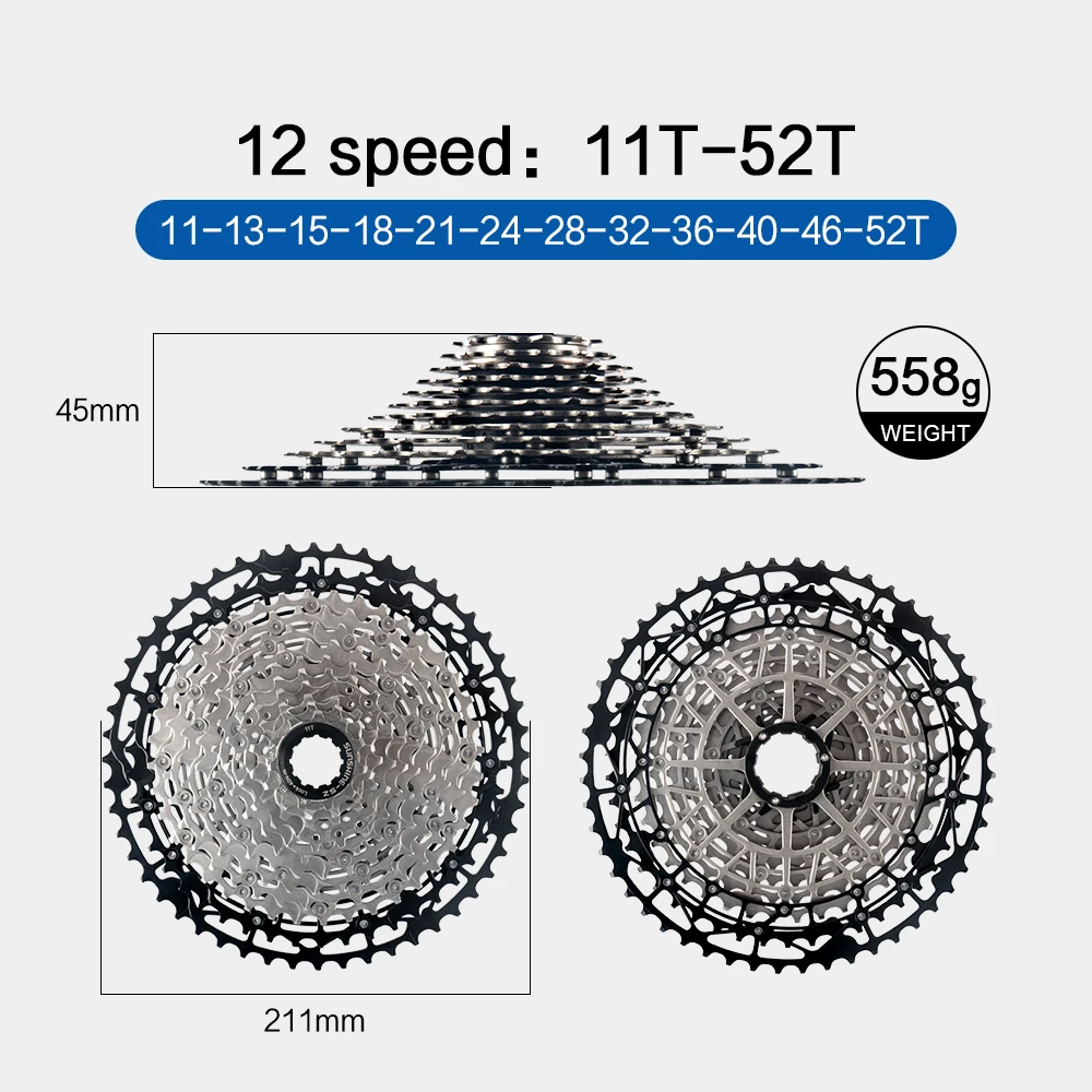 Sunshine 9/10/11/12S 11T-40/42/44/45/46/48/50/52T Hollow Ultralight Mountain Bike Cassette for M4100/5100/6100 HG MTB Flywheel
