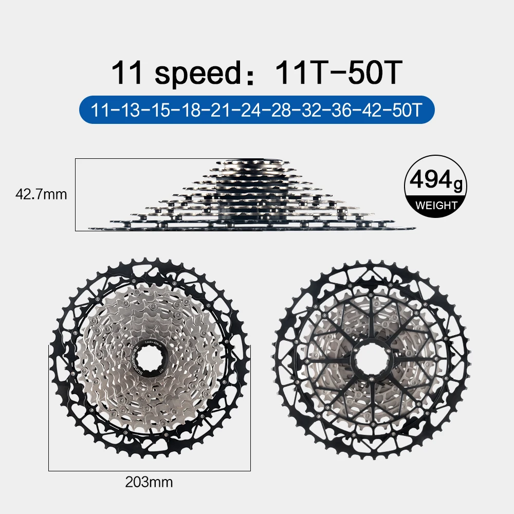 Sunshine 9/10/11/12S 11T-40/42/44/45/46/48/50/52T Hollow Ultralight Mountain Bike Cassette for M4100/5100/6100 HG MTB Flywheel