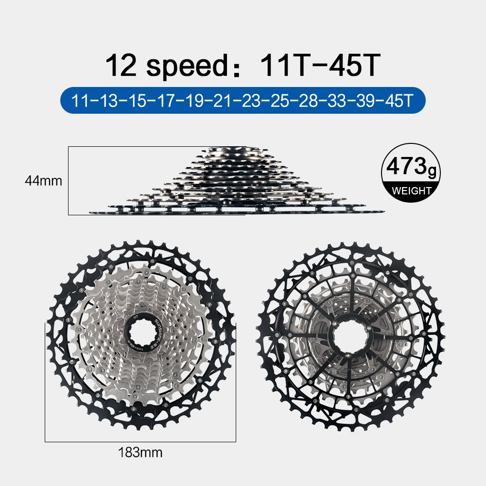 Sunshine 9/10/11/12S 11T-40/42/44/45/46/48/50/52T Hollow Ultralight Mountain Bike Cassette for M4100/5100/6100 HG MTB Flywheel
