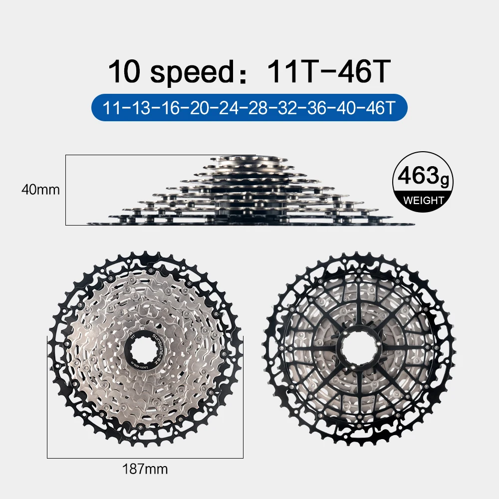 Sunshine 9/10/11/12S 11T-40/42/44/45/46/48/50/52T Hollow Ultralight Mountain Bike Cassette for M4100/5100/6100 HG MTB Flywheel