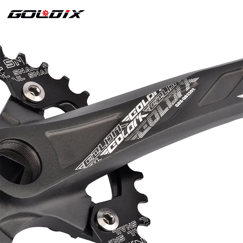 GOLDIX Square Hole Bicycle Crankset Aluminum Alloy MTB Crank 165/170/175mm Length Narrow Wide Teeth 104BCD 32/34/36/38/40/42T