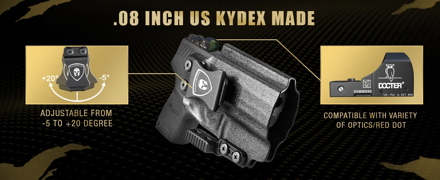 Sig P320 M18,IWB Kydex Holster with Claw,Optic Cut:Sig Sauer P320 Compact M18,Inside Waistband Carry,Adj,Right hand