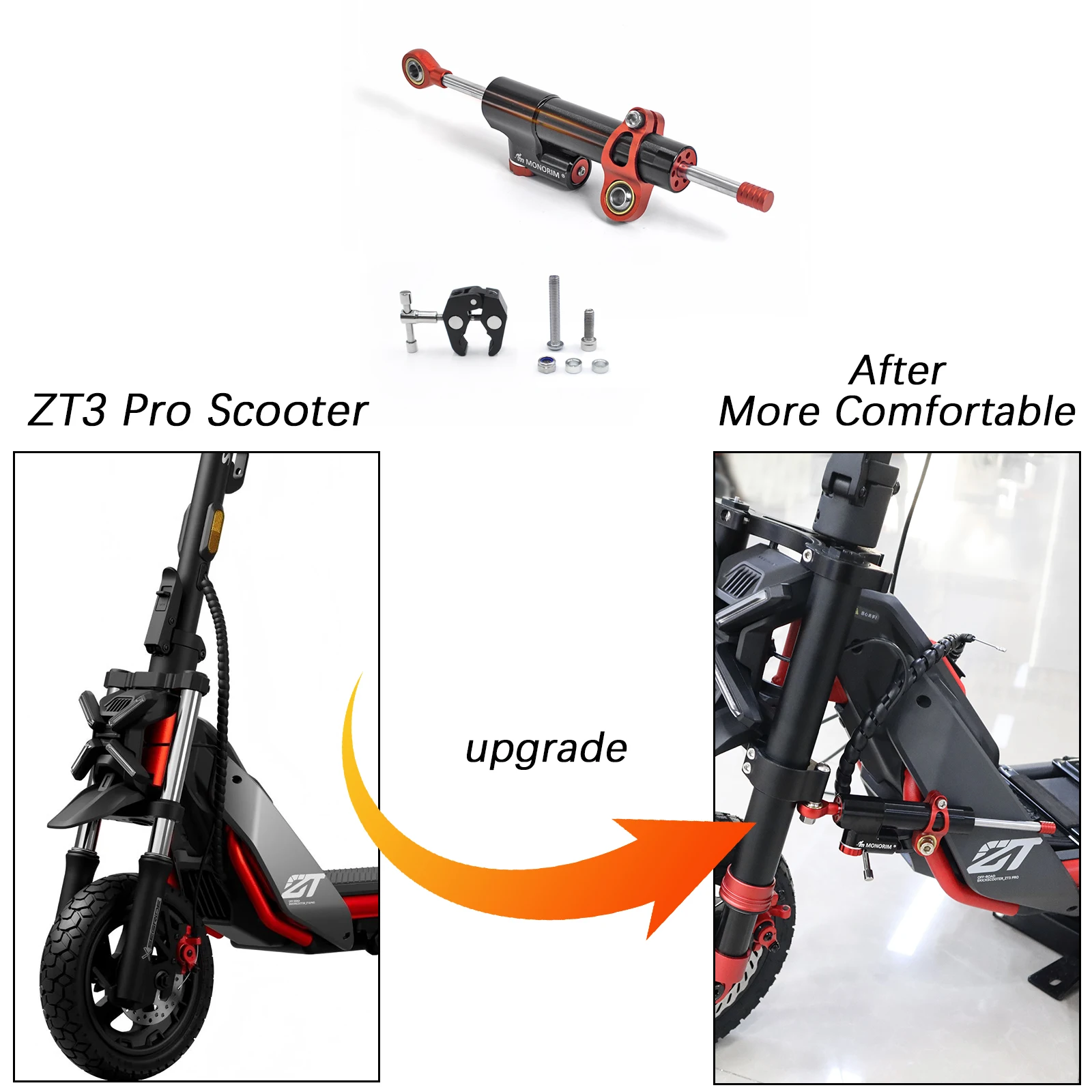Monorim MDZT3 For Ninebot ZT3 Pro Electric Scooter Steering Stability Accessory Parts Need to Be Used with MZ3 Plus+Front Absor