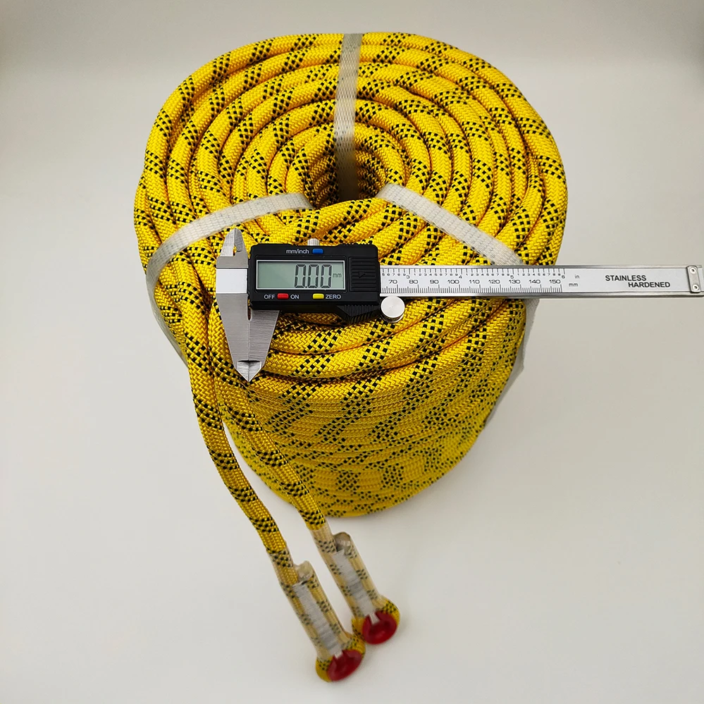 100m 12mm Rock Climbing Rope Tree Climbing Equipment Fire Escape Survival Gear Rescue Outdoor Static Safety Rope