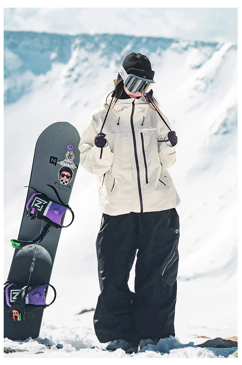 John Snow 2025 Unisex Ski Pants Waterproof Windproof Thermal Snowboard Trousers Loose Fit Winter Sports Overpants for Men Women