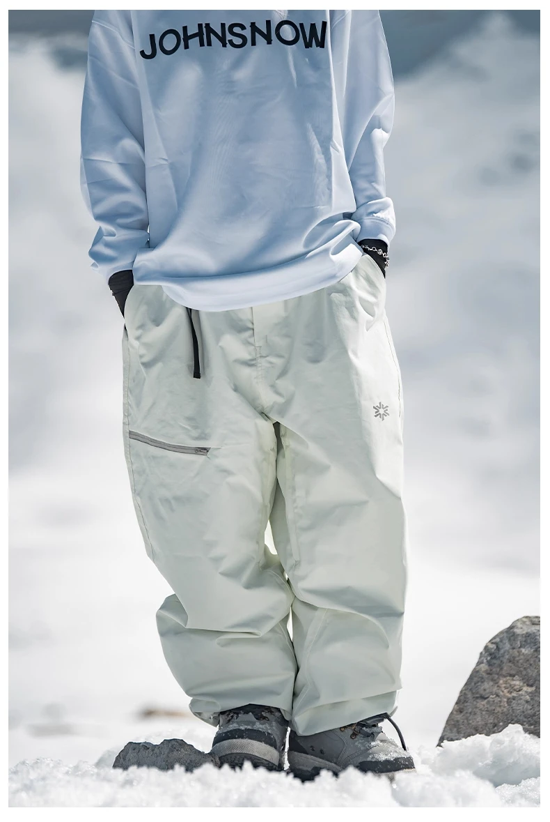 John Snow 2025 Unisex Ski Pants Waterproof Windproof Thermal Snowboard Trousers Loose Fit Winter Sports Overpants for Men Women
