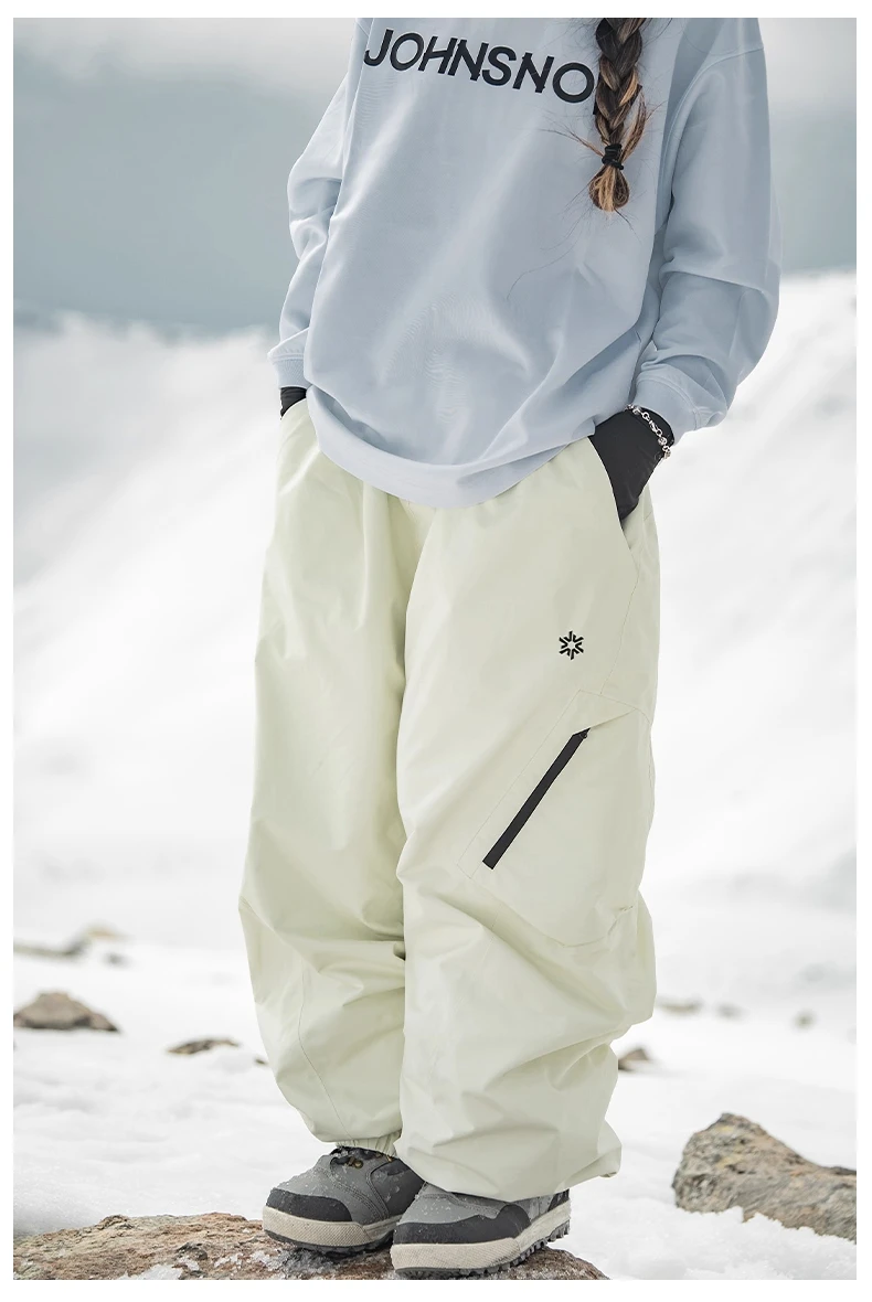John Snow 2025 Unisex Ski Pants Waterproof Windproof Thermal Snowboard Trousers Loose Fit Winter Sports Overpants for Men Women