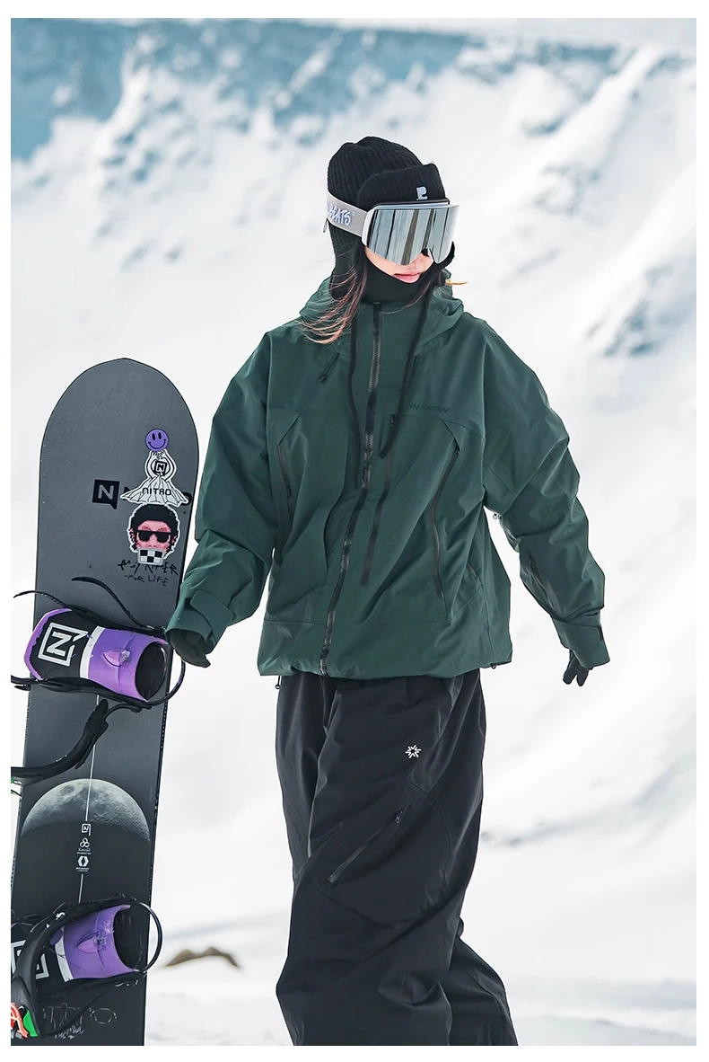 John Snow 2025 Unisex Ski Pants Waterproof Windproof Thermal Snowboard Trousers Loose Fit Winter Sports Overpants for Men Women