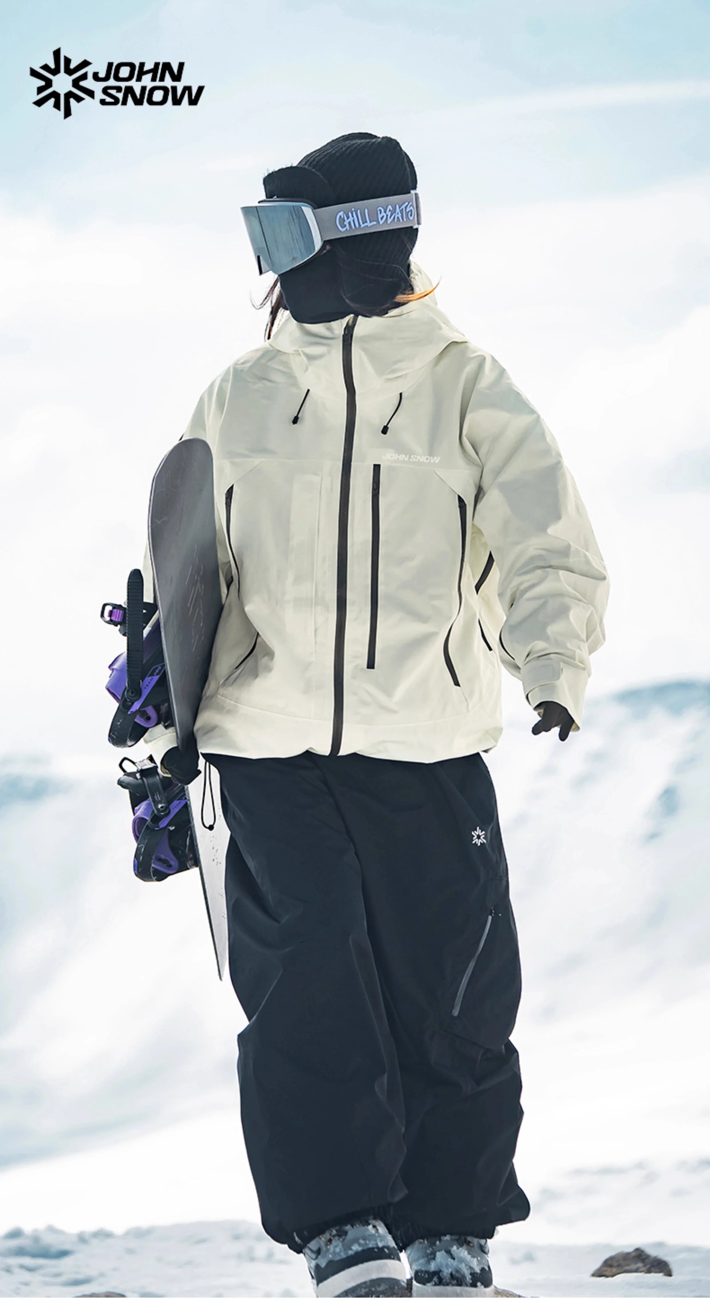 John Snow 2025 Unisex Ski Pants Waterproof Windproof Thermal Snowboard Trousers Loose Fit Winter Sports Overpants for Men Women